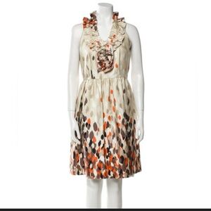 Kate Spade Cream and Orange Ruffle Midi Dress